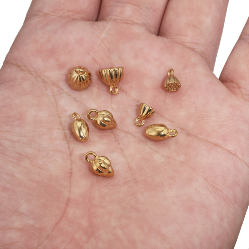 10PCS 3D Lotus висулка от неръждаема стомана Цвете на едро Мечта Направи си сам златен конектор за гривна Бижута Талисмани Аксесоари