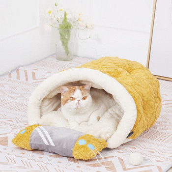 Κρεβάτι με επένδυση κατοικίδιων ζώων με παχύρρευστο σχήμα παιχνιδομηχανής Arctic Fleece Ζεστή ημι-κλειστή φωλιά γάτας Μαξιλάρι διπλής χρήσης Μικρό ρείθρο για σκύλους