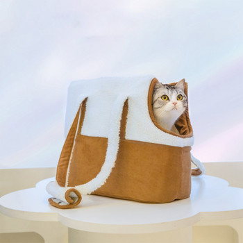 Топли чанти за носене на котки за домашни любимци Дишащи транспортьори на открито Преносими чанти за носене на домашни любимци Преносими зимни плюшени модни чанти за носене на кученца през рамо