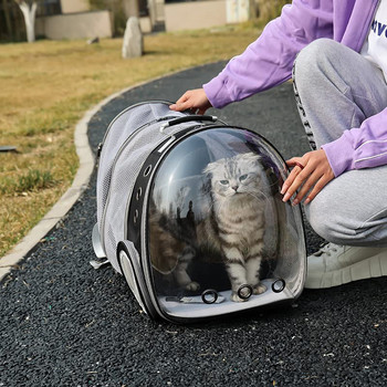 Επεκτάσιμο διαφανές σακίδιο πλάτης γάτας Μεγάλης χωρητικότητας Φορητό σακίδιο πλάτης για κατοικίδια για μικρά σκυλιά Αξεσουάρ γατάκι γάτα