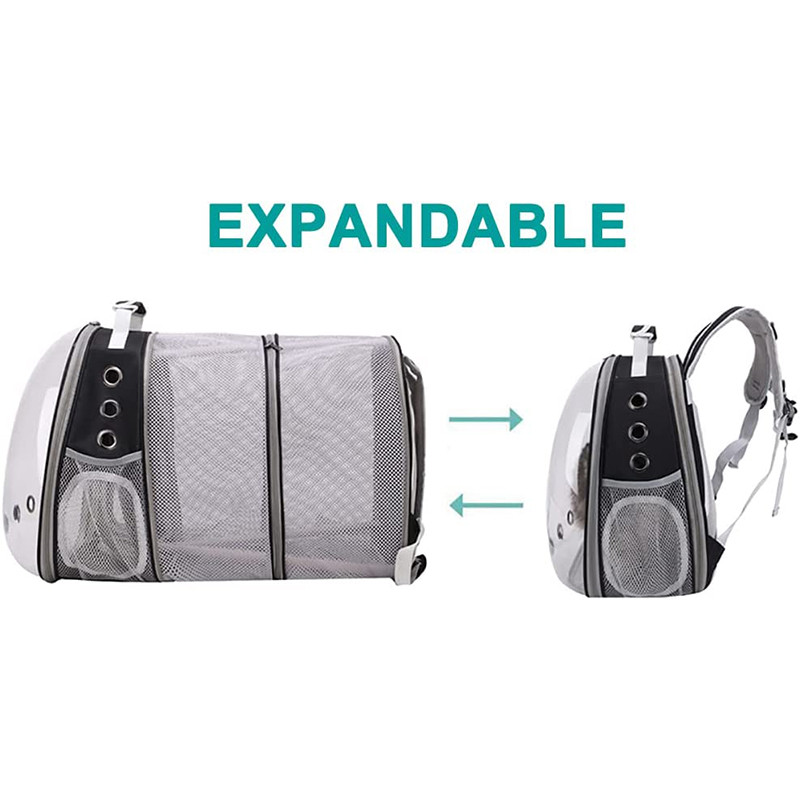 Išplečiamas permatomas kačių kuprinės nešiklis, didelės talpos nešiojamasis naminių gyvūnėlių nešiklis, skirtas mažiems šunims.