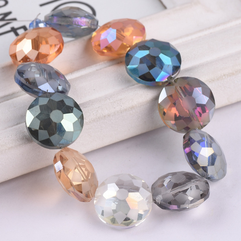10 бр. 14 mm 18 mm Rondelle фасетирани матови кристални стъклени свободни мъниста за изработка на бижута Направи си сам занаяти