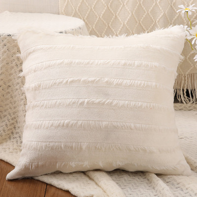 Obična bijela crna ukrasna jastučnica Dvostrani uzorak Jacquard trakasta navlaka za jastuk 50x50CM Moderni jastuci za dnevni boravak