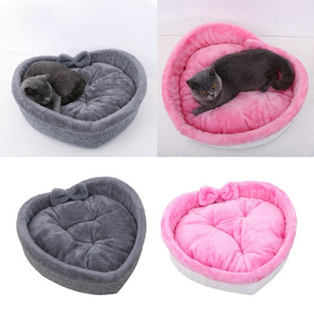 K5DC Легло за сладки котки Легло във формата на сърце за кученца Памучно кадифе Меко коте Спално легло Развъдник Топли котки Гнездо Котешки аксесоари
