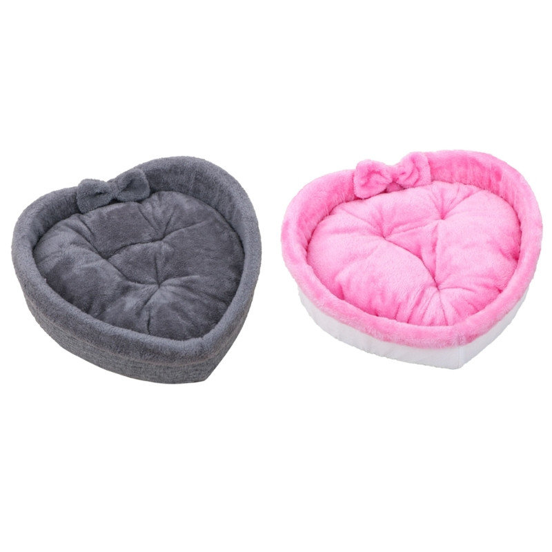 K5DC Cute Cats Bed Szív alakú ágy Kölyökkutya Pamut Bársony Puha Cica hálóágy Kennel Meleg macskák Fészek Macska Kiegészítők