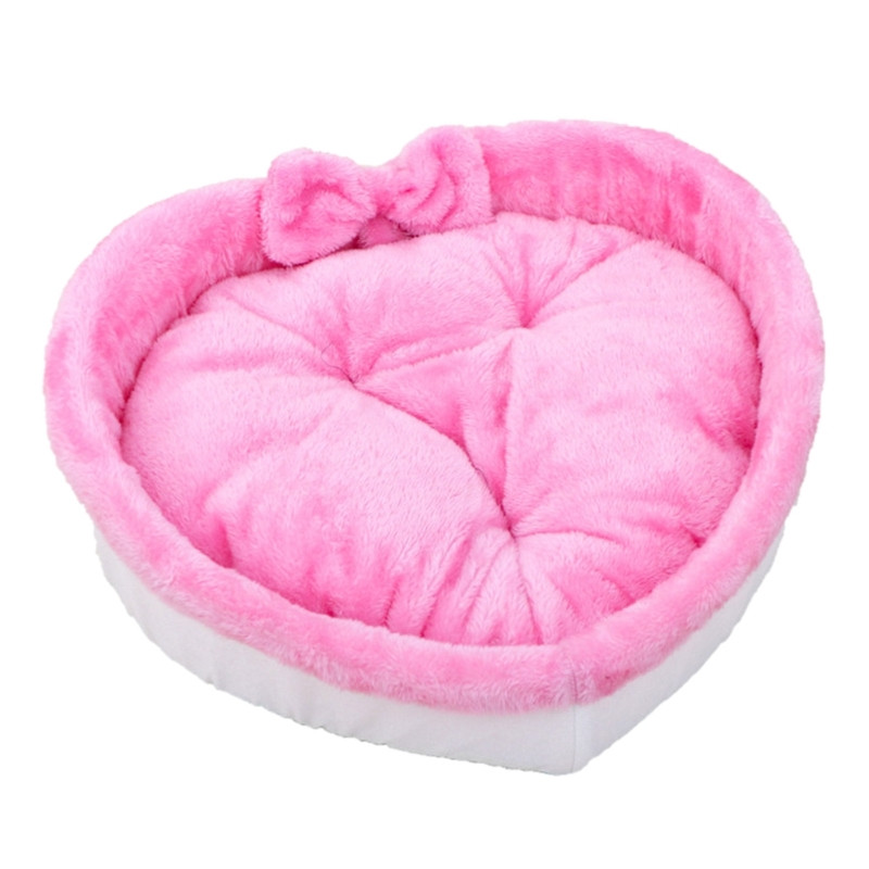 K5DC Cute Cats Bed Szív alakú ágy Kölyökkutya Pamut Bársony Puha Cica hálóágy Kennel Meleg macskák Fészek Macska Kiegészítők