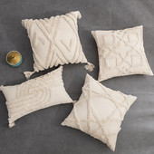 Pušķu spilvena pārvalks 45x45/30x50cm jauns smilškrāsas spilvena pārvalks roku darbs Boho stila kvadrātveida spilvendrāna Dīvāns Gulta Mājas Dekoratīvs