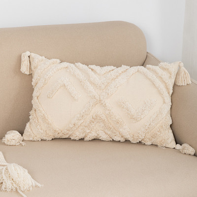 Pušķu spilvena pārvalks 45x45/30x50cm jauns smilškrāsas spilvena pārvalks roku darbs Boho stila kvadrātveida spilvendrāna Dīvāns Gulta Mājas Dekoratīvs