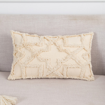 Pušķu spilvena pārvalks 45x45/30x50cm jauns smilškrāsas spilvena pārvalks roku darbs Boho stila kvadrātveida spilvendrāna Dīvāns Gulta Mājas Dekoratīvs