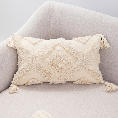 Pušķu spilvena pārvalks 45x45/30x50cm jauns smilškrāsas spilvena pārvalks roku darbs Boho stila kvadrātveida spilvendrāna Dīvāns Gulta Mājas Dekoratīvs