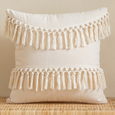 Pušķu spilvena pārvalks 45x45/30x50cm jauns smilškrāsas spilvena pārvalks roku darbs Boho stila kvadrātveida spilvendrāna Dīvāns Gulta Mājas Dekoratīvs