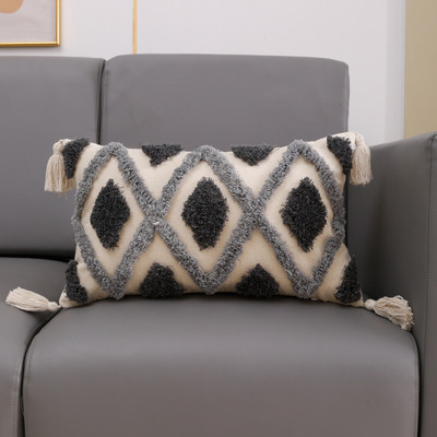 Pušķu spilvena pārvalks 45x45/30x50cm jauns smilškrāsas spilvena pārvalks roku darbs Boho stila kvadrātveida spilvendrāna Dīvāns Gulta Mājas Dekoratīvs