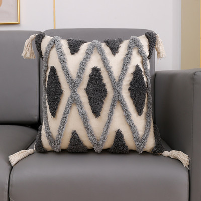 Pušķu spilvena pārvalks 45x45/30x50cm jauns smilškrāsas spilvena pārvalks roku darbs Boho stila kvadrātveida spilvendrāna Dīvāns Gulta Mājas Dekoratīvs