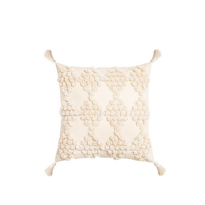 Pušķu spilvena pārvalks 45x45/30x50cm jauns smilškrāsas spilvena pārvalks roku darbs Boho stila kvadrātveida spilvendrāna Dīvāns Gulta Mājas Dekoratīvs