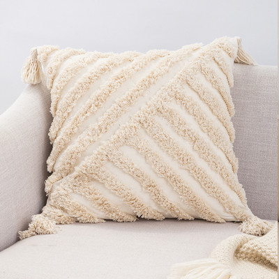 Pušķu spilvena pārvalks 45x45/30x50cm jauns smilškrāsas spilvena pārvalks roku darbs Boho stila kvadrātveida spilvendrāna Dīvāns Gulta Mājas Dekoratīvs