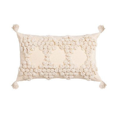 Pušķu spilvena pārvalks 45x45/30x50cm jauns smilškrāsas spilvena pārvalks roku darbs Boho stila kvadrātveida spilvendrāna Dīvāns Gulta Mājas Dekoratīvs