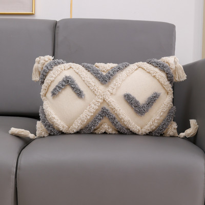 Pušķu spilvena pārvalks 45x45/30x50cm jauns smilškrāsas spilvena pārvalks roku darbs Boho stila kvadrātveida spilvendrāna Dīvāns Gulta Mājas Dekoratīvs