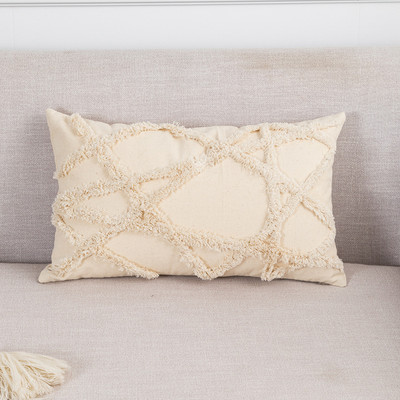 Pušķu spilvena pārvalks 45x45/30x50cm jauns smilškrāsas spilvena pārvalks roku darbs Boho stila kvadrātveida spilvendrāna Dīvāns Gulta Mājas Dekoratīvs