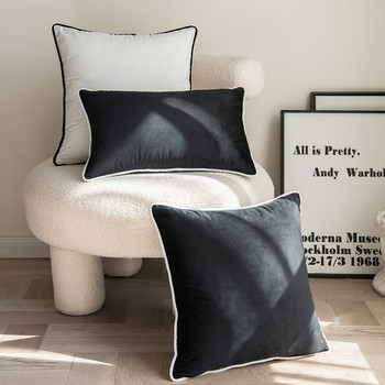 Кадифена мека калъфка за възглавница Solid Pillowsilp Черно бяла луксозна калъфка за диван 50*50 Голяма облегалка Калъфка за всекидневна