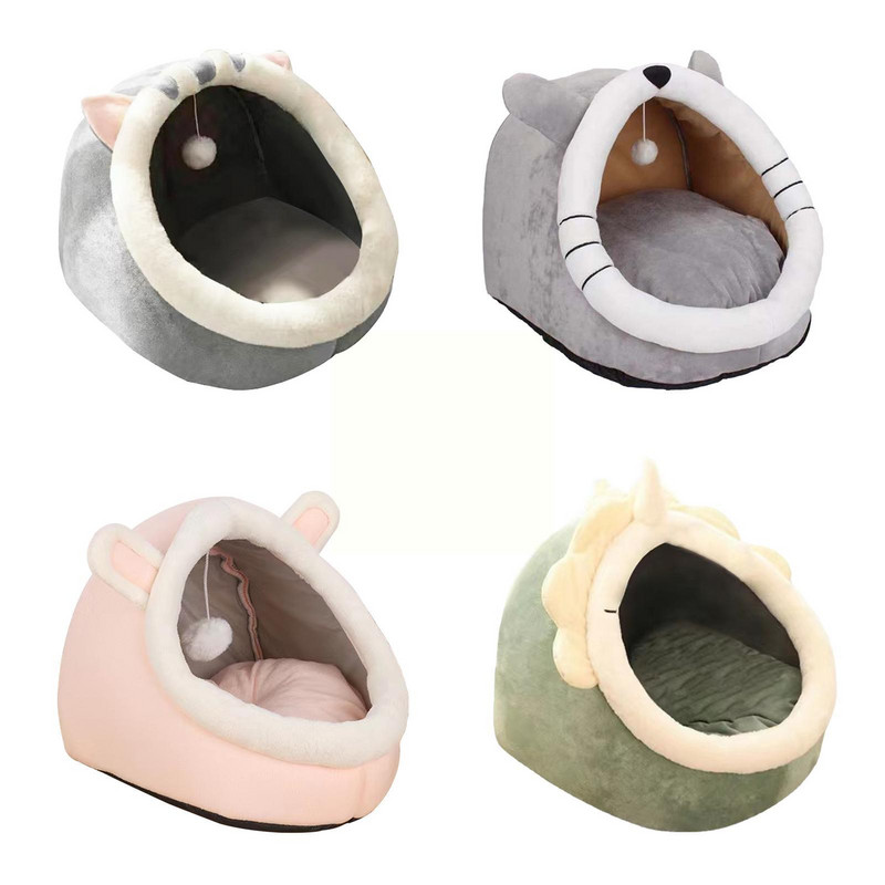 Ziemas silta gulta daļēji slēgta mājdzīvnieku groza zviļņa mazgājams spilvens 30*30*28cm V3k6