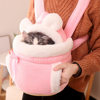Зимна топла чанта за носене на домашни любимци Сладка раница Преносима чанта за котки с топло за ръце джобни консумативи за котки, кучета, пътуване на открито