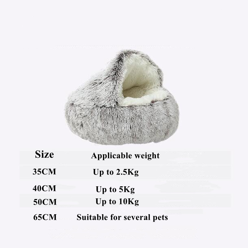 Ziemas gara plīša mājdzīvnieku audzētava suņu gulta apaļa spilvena kaķu māja 2 vienā siltā kaķa grozā, daļēji slēgta soma kucēnam mazam kaķim