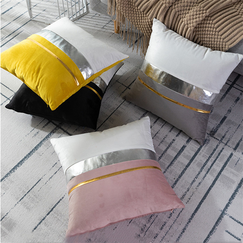 Luxus kanapé bársony patchwork aranyszál tömör párnatok 30x50cm deréktáji párna 45x45cm nappali hálószoba dekoratív párnák