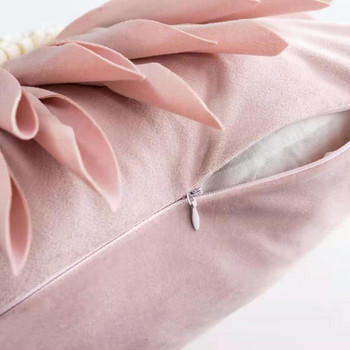 Модни модерен стил Розови бели декоративни възглавници 45*45 см кадифени шевове 3D възглавница с хризантема Възглавница за кръста Синя калъфка