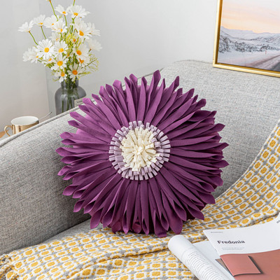 Divat Modern stílusú rózsaszín fehér díszpárnák 45*45cm bársony varrás 3D krizantém párna derékpárna kék párnahuzat