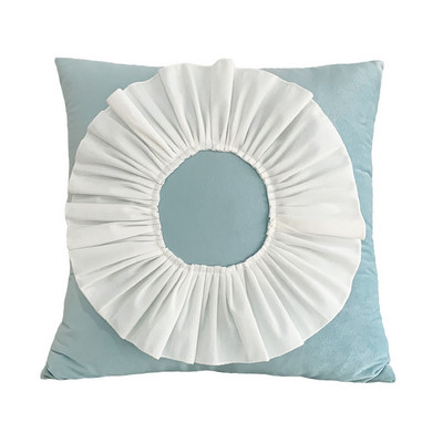 Divat Modern stílusú rózsaszín fehér díszpárnák 45*45cm bársony varrás 3D krizantém párna derékpárna kék párnahuzat