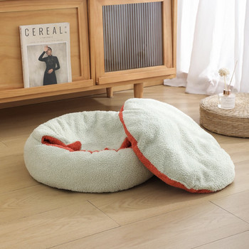 Τεχνητό Lamb Down Υλικό Pet Shell Nest Winter Thickened Warm Cat κρεβάτι Ημίκλειστο Γάτα Φωλιά Σκύλος Cute Kennel