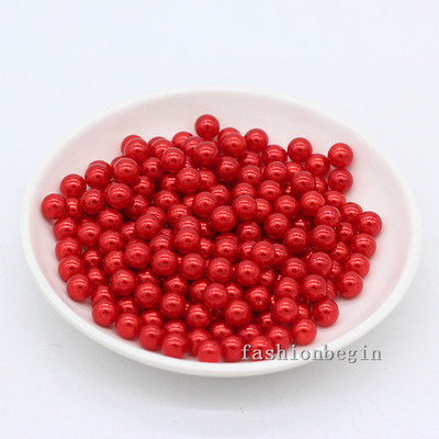 3-8 мм акрилна кръгла перла без дупка Разхлабени талисмани топка мъниста Бижута Занаяти Изработка на розови цветя Декорация на козметична четка