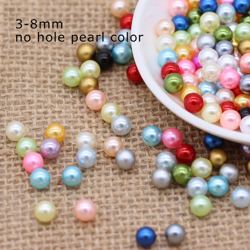 3-8 мм акрилна кръгла перла без дупка Разхлабени талисмани топка мъниста Бижута Занаяти Изработка на розови цветя Декорация на козметична четка