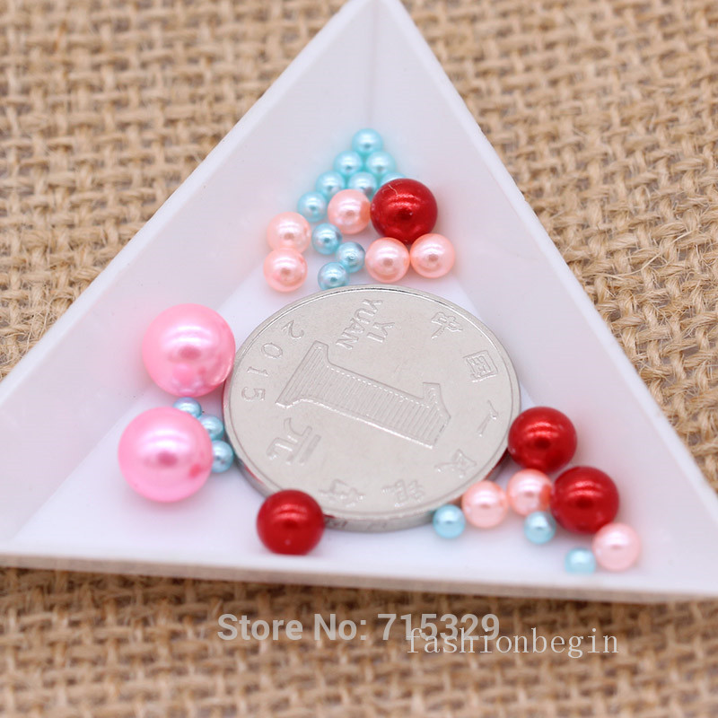 3-8 мм акрилна кръгла перла без дупка Разхлабени талисмани топка мъниста Бижута Занаяти Изработка на розови цветя Декорация на козметична четка
