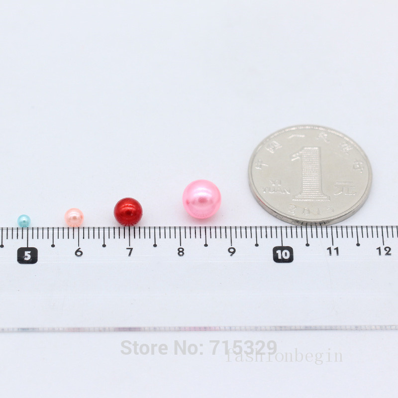 3-8 мм акрилна кръгла перла без дупка Разхлабени талисмани топка мъниста Бижута Занаяти Изработка на розови цветя Декорация на козметична четка