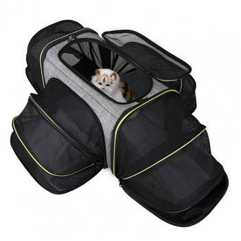 Τσάντα ταξιδιού κατοικίδιων ζώων Ρυθμιζόμενο φερμουάρ Αναπνεύσιμο αναδιπλούμενο επεκτάσιμο μικρό μεσαίο κάθισμα γάτας Τσάντα ταξιδιού για κατοικίδια προμήθειες