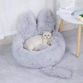 Hosszú plüss aranyos macska formájú kutyaház kivehető és mosható kerek kisállatház Őszi és téli meleg macskaház kutyaágy kisállat szőnyeg