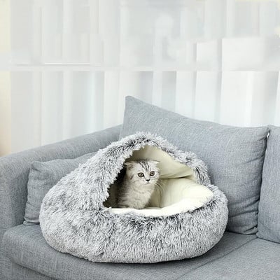 Talvine pikk plüüsis lemmiklooma kassi voodi Kennel Ümmargune koerapadi kassi maja soe kassikorv magamiskott Pesa kennel väikesele koerakassile