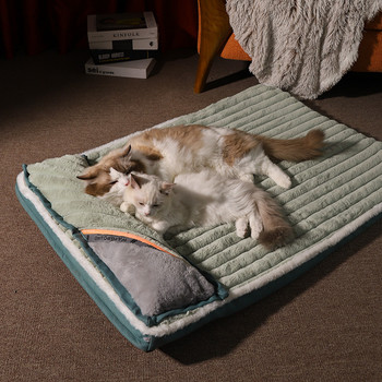 Μεγάλα κρεβάτια για γάτες Fluffy Mat Εσωτερικό πολυτελές μαλακό μαξιλάρι με αφαιρούμενο κάλυμμα μαξιλαριού που πλένεται πλένεται για κατοικίδιο ζώο γάτας για σκύλο Καναπές βελούδινη φωλιά γάτας