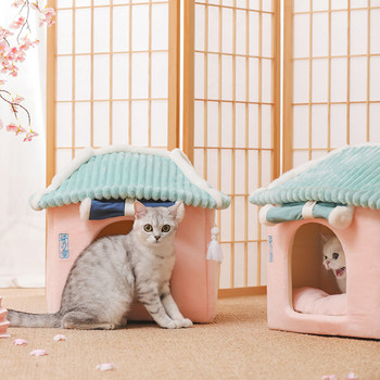Hoopet χαριτωμένο πλήρως κλειστό σπίτι για γάτες Ζεστό χειμερινό σπίτι κατοικίδιων σούπερ μαλακό κρεβάτι ύπνου για κουτάβια γάτα σπίτι προμηθευτές