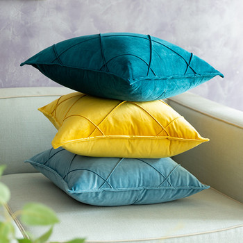 Velvet Nordic Sofa Pillows Luxury Satin Μαξιλάρι για Σαλόνι Διακοσμητικό Αυτοκινήτου 45x45 30x50 Κίτρινο Μπλε