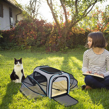 Μεταφορείς κατοικίδιων Επεκτάσιμη τσάντα σκύλου Κουτάβι γάτα Τσάντα ταξιδιού αυτοκινήτου Μεταφορείς σκυλιών Κλουβί για κατοικίδια ζώα διογκωμένη τσάντα για μικρά ζώα