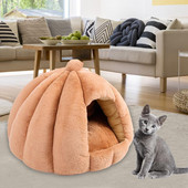 Plüss macskaágy bolyhos macska igloo kivehető mosható párnázott matraccal beltéri deformációmentes puha plüss kisállat kennel kicsiknek