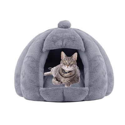 Plüss macskaágy bolyhos macska igloo kivehető mosható párnázott matraccal beltéri deformációmentes puha plüss kisállat kennel kicsiknek