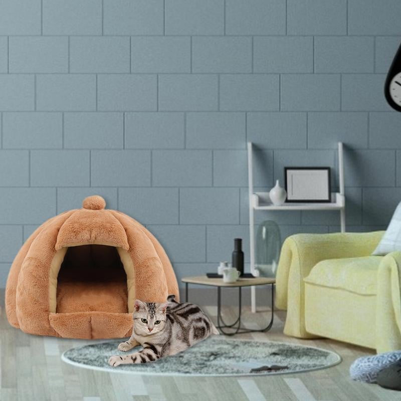 Plüss macskaágy bolyhos macska igloo kivehető mosható párnázott matraccal beltéri deformációmentes puha plüss kisállat kennel kicsiknek