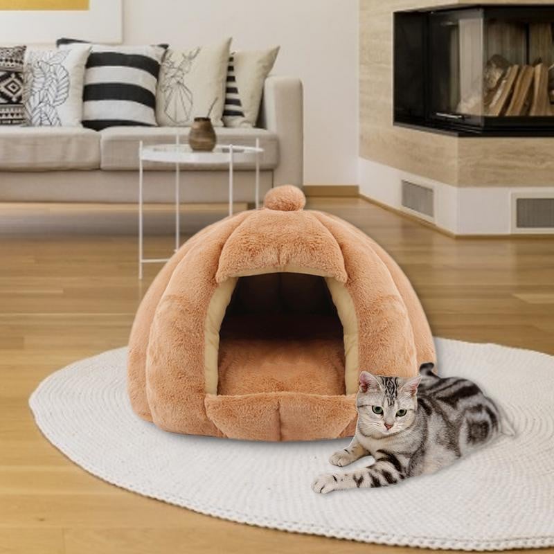 Plüss macskaágy bolyhos macska igloo kivehető mosható párnázott matraccal beltéri deformációmentes puha plüss kisállat kennel kicsiknek