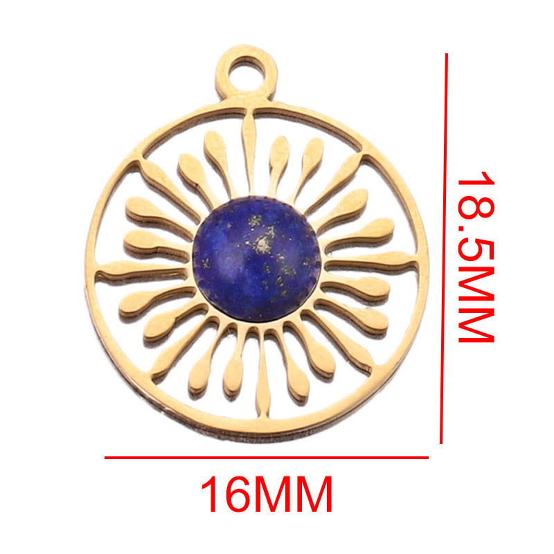 5db természetes kőből és rozsdamentes acélból készült medálok bevonattal bevont aranyozott virágok varázslatok Dangle DIY fülbevaló nyaklánc készítéséhez