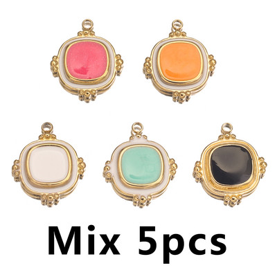 5 бр. Емайл от неръждаема стомана Прости висулки в европейски стил за жени Колие Златни бели талисмани Направи си сам обеци Находки за бижута