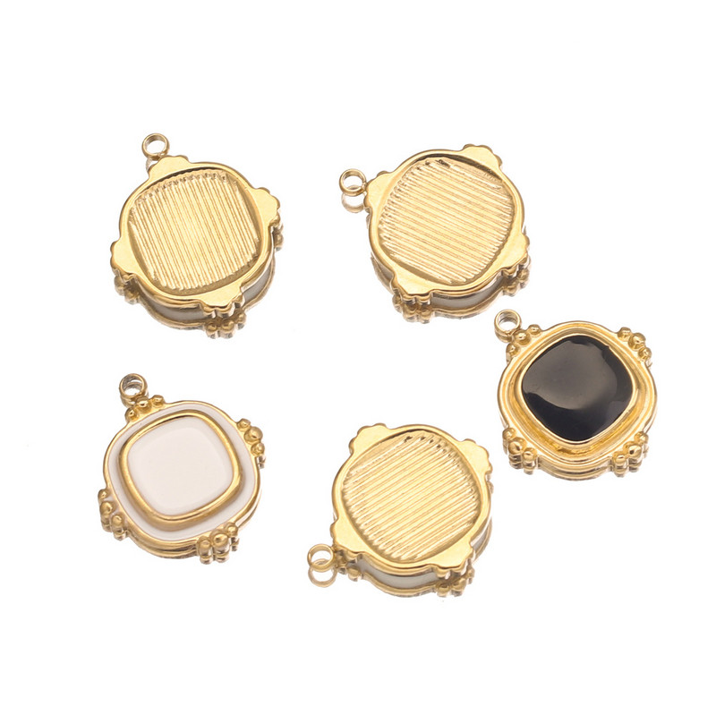 5 бр. Емайл от неръждаема стомана Прости висулки в европейски стил за жени Колие Златни бели талисмани Направи си сам обеци Находки за бижута