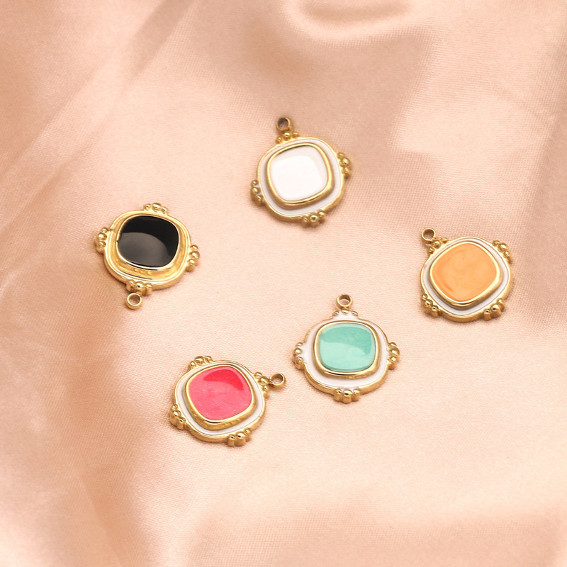 5 бр. Емайл от неръждаема стомана Прости висулки в европейски стил за жени Колие Златни бели талисмани Направи си сам обеци Находки за бижута